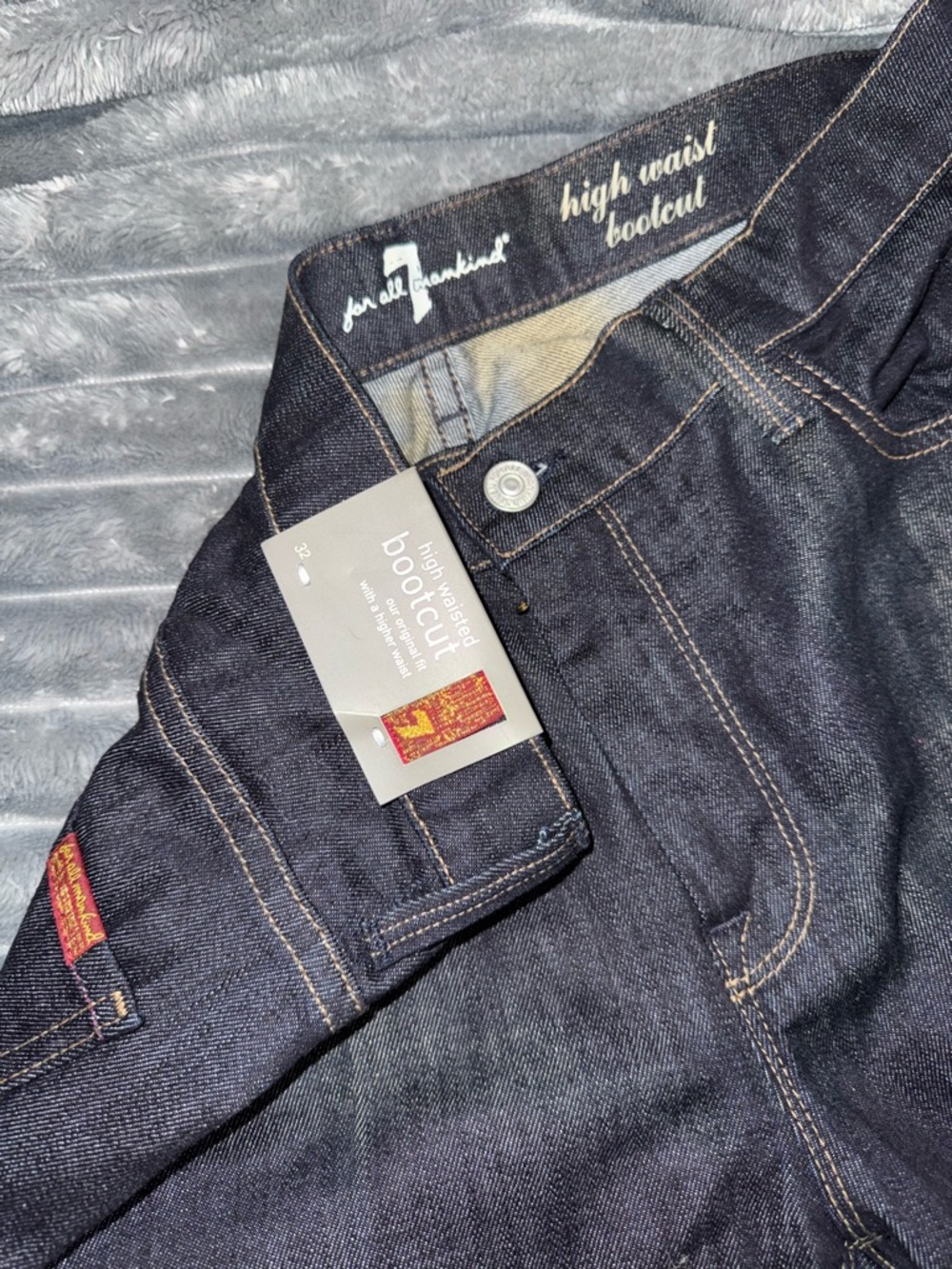 7 For All Mankind Dark Indigo High Waist Bootcut Jeans